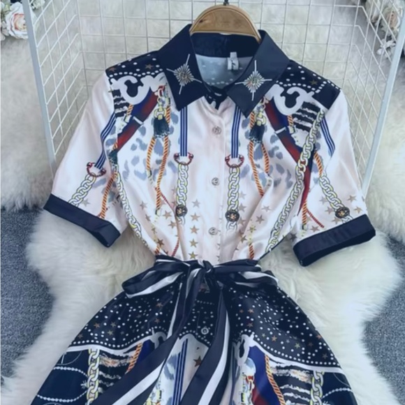 Elegant Printed Shirt Dress - Picture 3 of 10